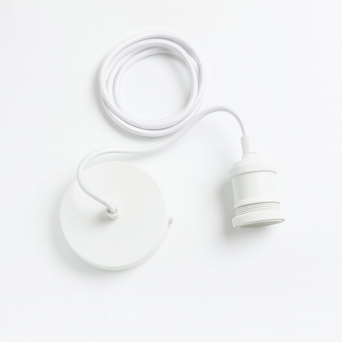 Cgc Lighting Unisex White 'Cassie' Matt 1.5M Adjustable E27 Ceiling Pendant & Matching Ceiling Rose