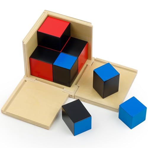 Image of Hidoggy Montessori Binomial Cube, Montessori Sensorial Learning Materials Math Toy for Toddlers, Kids