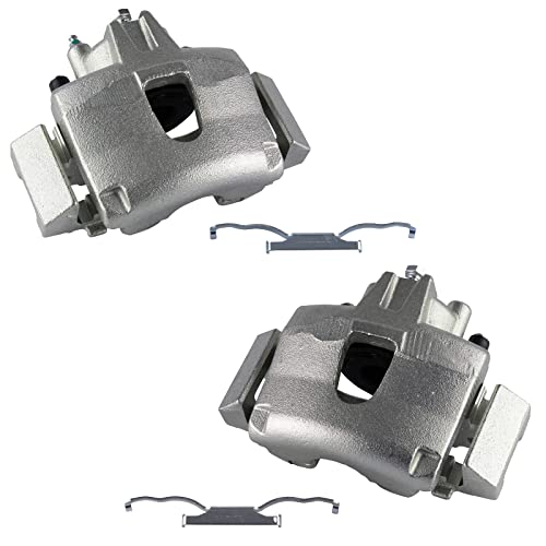 Image of TRQ Front Brake Caliper Set Zinc Coated Brackets Compatible with 2001-2007 Chrysler Town and Country 2003 Voyager 2003-2007 Dodge Caravan Grand Caravan