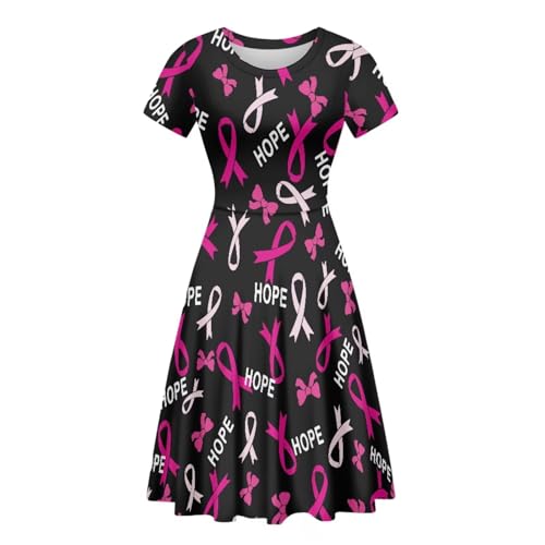 Image of HUGS IDEA Womens Puffy Swing Midi Dress Round Neck Short Sleeve Party A-Line Dresses