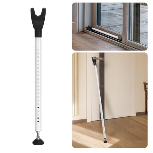 Aramanara Heavy Duty Sliding Door Security Bar, 50-132 cm Adjustable Security Bar Door Brace, Anti-Theft Patio Door Security Lock for Doors Windows Home Apartment (White)
