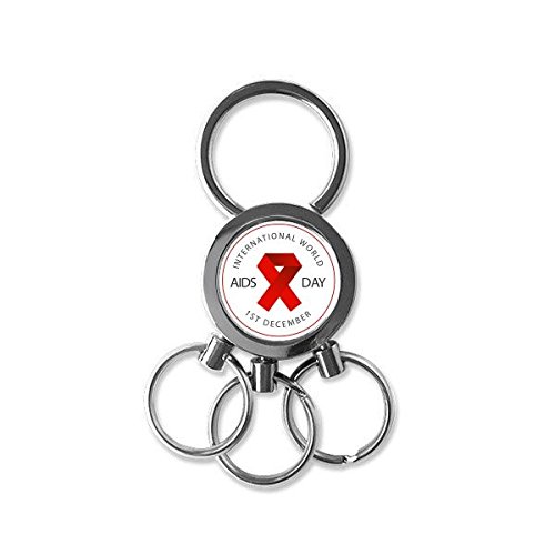 Porte-clé ruban rouge SIDA VIH symbole métal pour sensibilisation 1er décembre