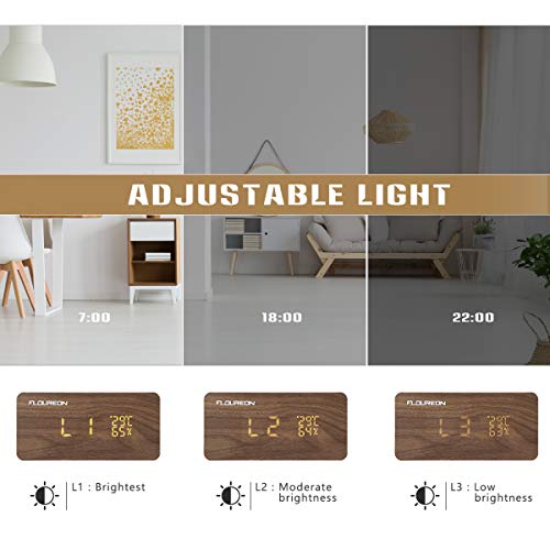 FLOUREON Sveglia da Comodino Silenziosa Orologio