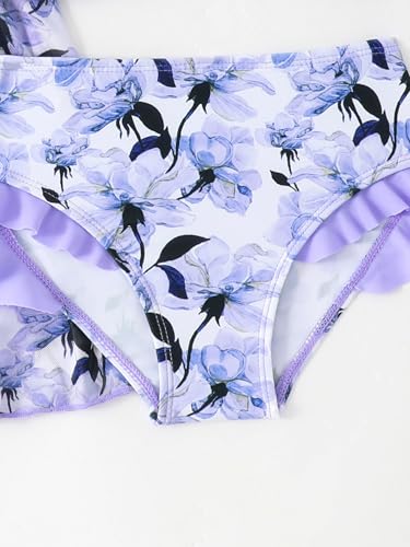 Moily Girls 3 Pcs Swim Cover Up Sets Floral Kimono Top Bikini Bra with Brief Bathing Suits4