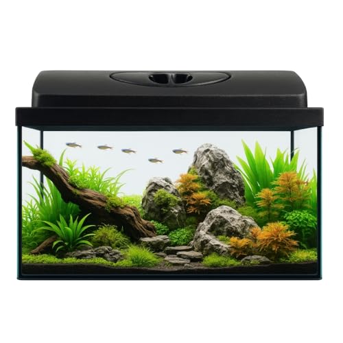 Aquarium Komplettset 40x25x25 25 L Starterset Becken mit Abdeckung inkl. LED Beleuchtung Aquarium Set Komplett