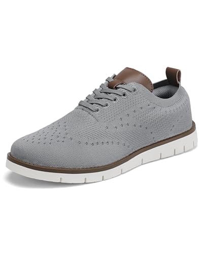 KESCOO Men's Casual Oxfords Comfortable Business Lace-Up Dress Shoes Fashion Walking Sneakers, Grey 9