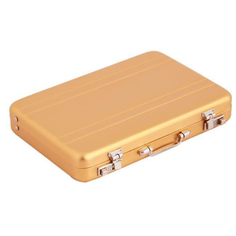 Mini maletín para tarjetas de identificación con forma de maleta, caja para tarjetas de visita, equipaje, Oro, S, Classic