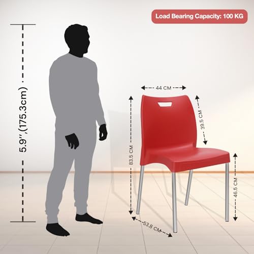 Image of IAFA FURNITURE Munch Plastic Chair| Living Room, Bed Room, Kitchen, Office Room, Outdoor| (Red, Set of 2) (Red, Set of 2)