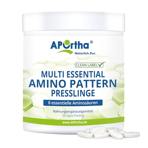 APOrtha® Amino Pattern Presslinge – 420 Presslinge mit 8 essentiellen Aminosäuren nach Prof. Dr. Lucà-Moretti, ausgewogenes Aminosäuren-Profil, EAA Presslinge, vegan
