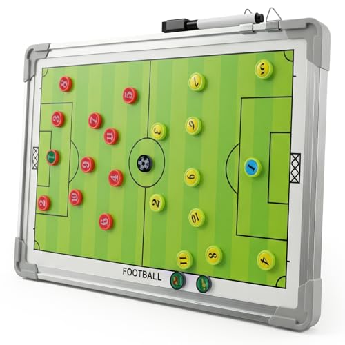 QWORK® Tableau Tactique de Football, Utilisation Double Face, Accessoires Inclus, 45 x 30 cm,Vert