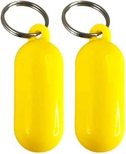 Mooff Lot de 2 porte-clés flottants pour sports nautiques - Haute visibilité - Jaune - Flottant - Design durable pour bateau, kayak et surf
