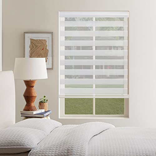 Pumkust Cordless Zebra Blinds For Windows (36" W×72" H,White) Day And Night Blinds Free-Stop Dual Layer Roller Windows Shades,Light Filtering Window With Mesh,For Home And Office,Easy To Install #TOP1