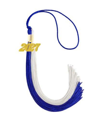 Image of Blue and White Graduation Tassel 2027 for Grad Cap