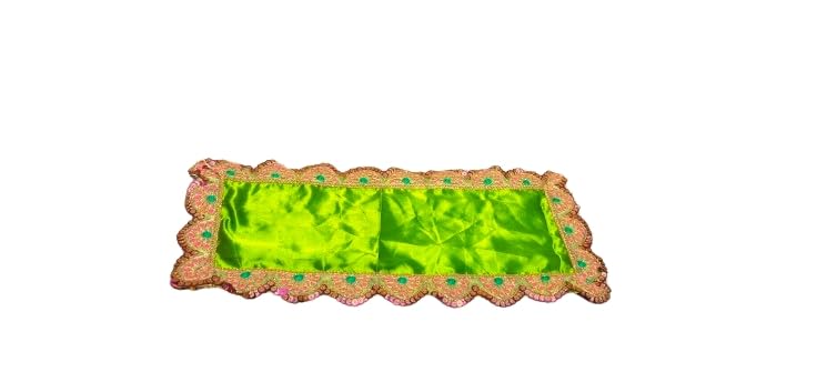 Shree adodhya (18×9 inch) super soft satin silk Pooja aasan cloth chowki aasan kapda mat for god idol setting, Puja Mandir table and temple shelf (pack of 1)-image-10