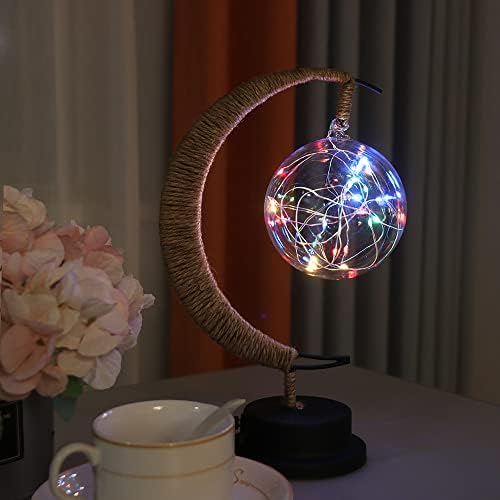 buywin Novelty Star Shaped Glass Fireworks Fairy Lights Rattan Decor Night Light Decorative Motif LED Table Lamps for Home Drawing Room Nursery Bedroom, USB Power(Star)