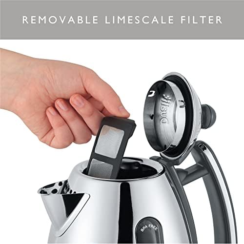 Dualit Lite Kettle - 1.5L Jug Kettle - Polished with Grey Trim, High Gloss Finish - Fast Boiling Kettle by Dualit - 72006