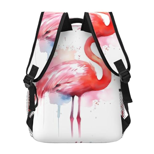 Sac à dos flamant rose aquarelle pour ordinateur portable et travail - 3