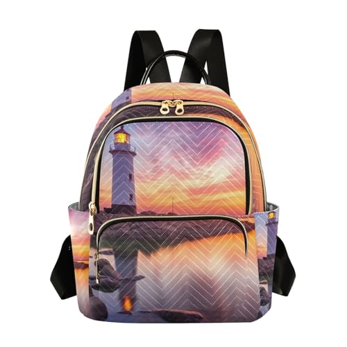 YETTASBIN Fashion Quilted Mini Backpack for Women & Girls - Lighthouse Lightweight Casual Travel Daypack, S(8.5L)