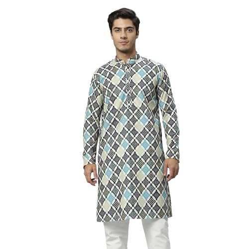 Image of GLOBALRANG Men's Cotton Regular Festive Printed Long Kurta