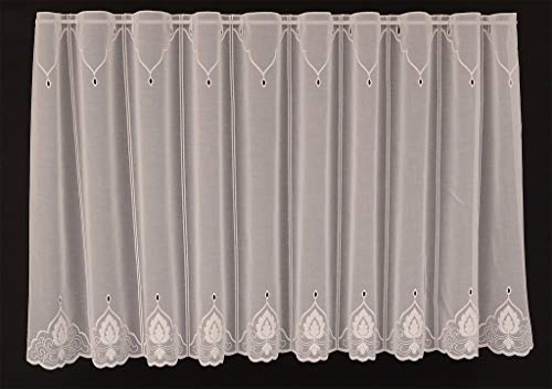 Cortina de media altura bordado clásico altura 60 cm | Ancho de la cortina seleccionable por la cantidad comprada en pasos de 16 cm | Color: crema | Cortinas cocina Cover