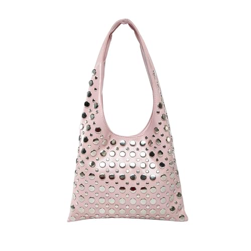 Studded Purses Y2K 90s Hobo Bags Trendy Shoulder Punk Handbag Soft Faux Leather Underarm Satchels Tote Handbags