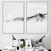 2 Piece Framed Canvas Wall Art Foggy Scenery Canvas Prints Home Artwork Decoration for Living Room,Bedroom - 16