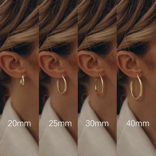 Gold Hoop Earrings 14K Gold Hoop Earrings for Women Lightweight Hoop Earring for Womens Earring Hoops 20/30/40mm2