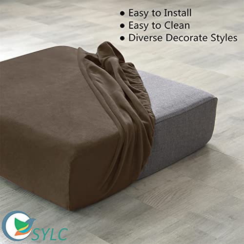 Housse de coussin de canapé extensible velours pour protéger et rénover l'assise - 5