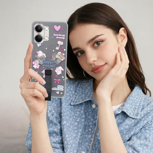 Image of Jkobi Back Cover Case for Vivo Y11 | Vivo Y21 5G (3D Cute Heart Strap Holder | Camera Protection | Designer Girls Print)