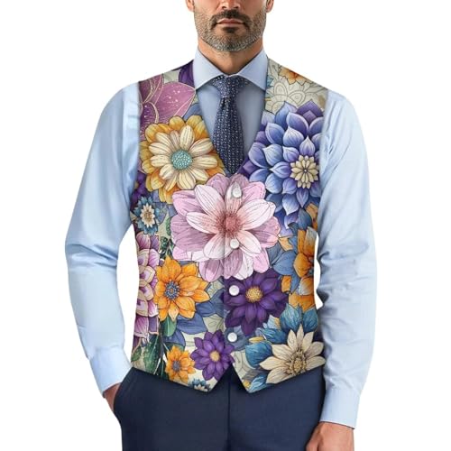 Men's Herringbone Suit Vests Wedding Business Dress Waistcoat Vest with Buttons