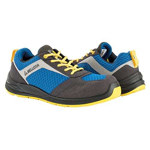 Bellota FTW0543BYS1P - Zapato de Seguridad Flex Nitro de Hombre y Mujer (Talla 43) Ligero, Transpirable y Extra Acolchado, Azul Amarillo