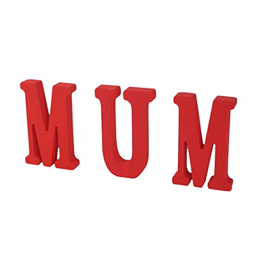 Ruilogod Wooden Home MUM English Letters Alphabet DIY Crafts Wall Decoration 3 in 1 Red (id: 039 859 9db 272 34b