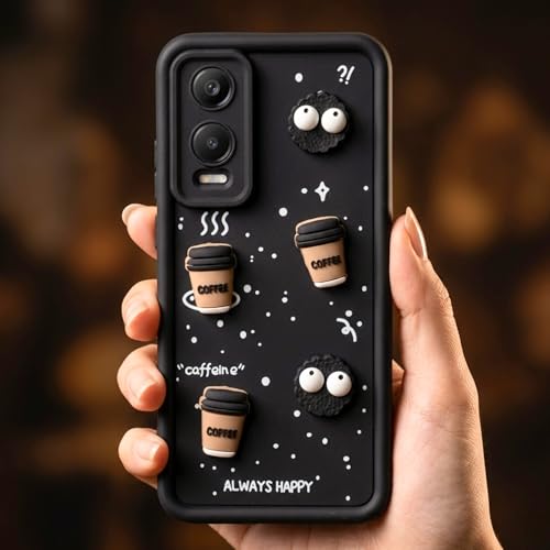 Image of DARKFIT Back Case Cover Compatible for OnePlus Nord CE4 Lite 5G | Cute Fun Cartoon Ball 3D Coffee Silicone Case | Body Protection | Camera Protection | Shock Proof | Color Black