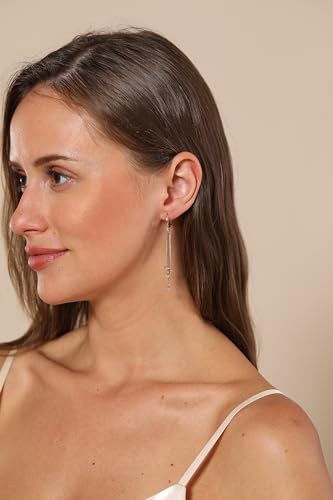 LUCA SMITH Tassel Chain Drop Dangle Small Hoop Earrings CZ Star Moon Teardrop Water Droplets Shaped Dangle Drop Earrings for Women Teen Girls4