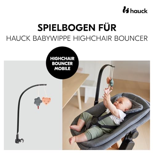 hauck Spielbogen für Highchair Bouncer Babywippe (nicht mit anderen Modellen kompatibel), mit Quietsch und Rassel Effekt, Verstellbarer Winkel, Einfache Befestigung an der Wippe (Bear)