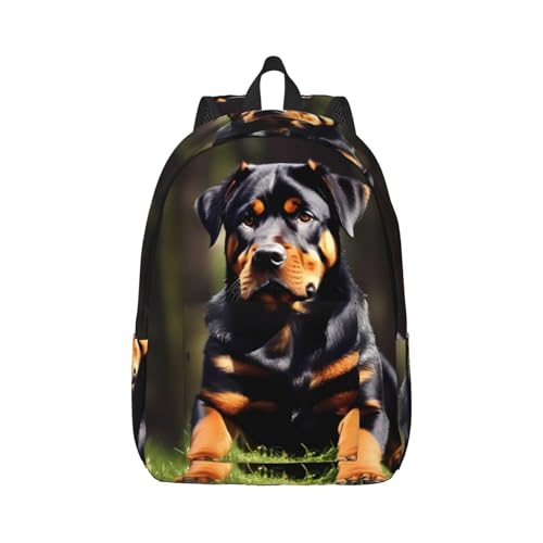Sac à dos Rottweiler imprimé toile avec grand compartiment livre et voyage
