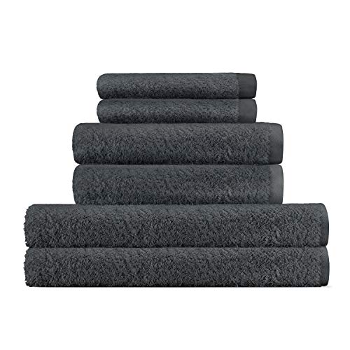 Chakra Turkish Bath Towel Set (Bamboo Cotton, 6 Pcs Bathroom Set) Luxury Towels Sets - Quick Dry Turkish Linens For Master Bathroom, College, Guest Bathroom, Spa (Charcoal) #TOP6