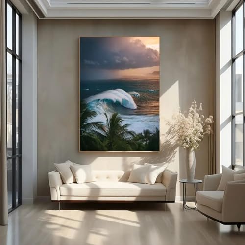 Affiches de paysage et fresque murale vagues de plage pour salon 60x80