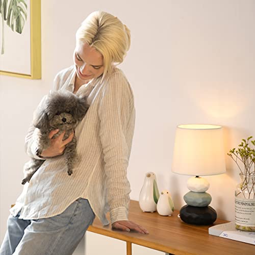 Lampwell Bero Small Table Lamp For Living Room As Bedside Table Lamp For Bedroom,Modern Ceramic Table Lamp,Kids Table Lamp,Night Table Lamp, Φ6.50×H11.89In,Bulb Excluded,Off White Ceramic Table Lamp #TOP1