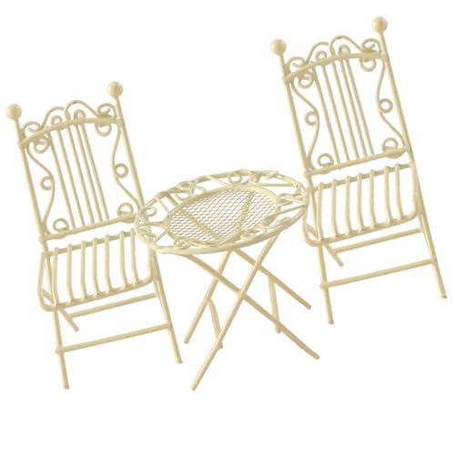 Maisons de poupées miniatures en fer, table et chaise, figurine pour travaux manuels, jardin, bistrot, scène d'exposition de meubles de maisons de poupée