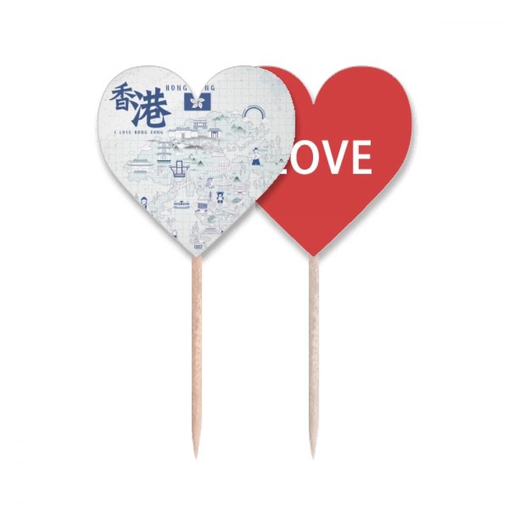 Cure-dents drapeau love heart en bois pour signalétique de plat et cupcake pick