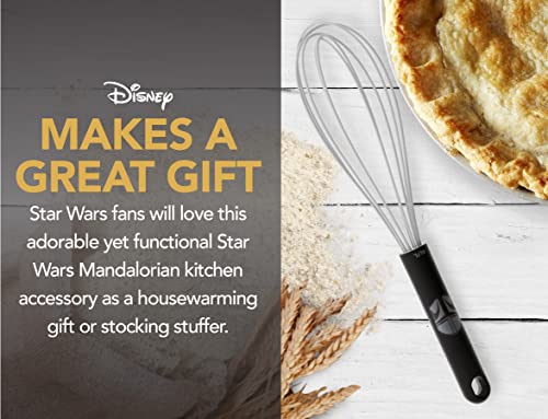 Star Wars The Mandalorian Large Silicone Whisk, Black - Heat Resistant Kitchen Whisks For Non-Stick Cookware - Balloon Whisk Perfect For Blending, Whisking, Beating, & Stirring, 12 Inches #TOP4