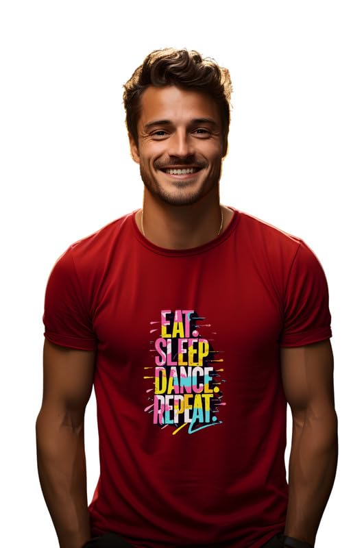 Billion StuffEat Sleep Dance Repeat Printed Unisex T-Shirt |Cotton Printed Premium T-Shirt for Men & Women|Unisex T-Shirt| Casual T-Shirt