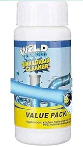 Sink & Drain Cleaner Powder Removes Hair Clogs in Pipe and Sink Blockages in Washbasin, Septic Tank, Pipes Instant Toilet Blockage in bathroom and kitchen (1)