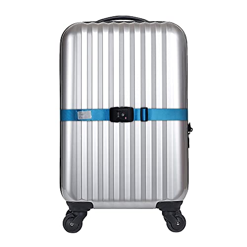 Heavy Duty Luggage Straps TSA Approved with Combination Lock Adjustable Travel Belt for Suitcases (Blue)3