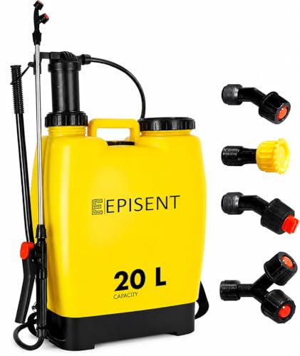 EPISENT Pressure Pump Sprayer 20L Garden Pressure Sprayer with Adjustable Mist & Jet Nozzle Carry Strap 60cm Long Lance Leakproof Tank Pump Action Sprayer for Weed Killer Roof & Patio Cleaning
