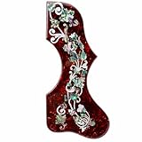 Acoustic Guitar Pickguard Inlaid Abalone and pearl - Thicken substantial self-adhensive pickguard for J200 SJ200 Acoustic Folk Guitar Parts (Red Tortoise 1)