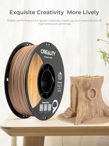 Image of Creality Wood Filament PLA, 3D Printer Filament 1.75 mm, Smooth Silk Texture, Toughness, 1kg(2.2lbs) /Spool Printing Filament, for All Printers (Wood)