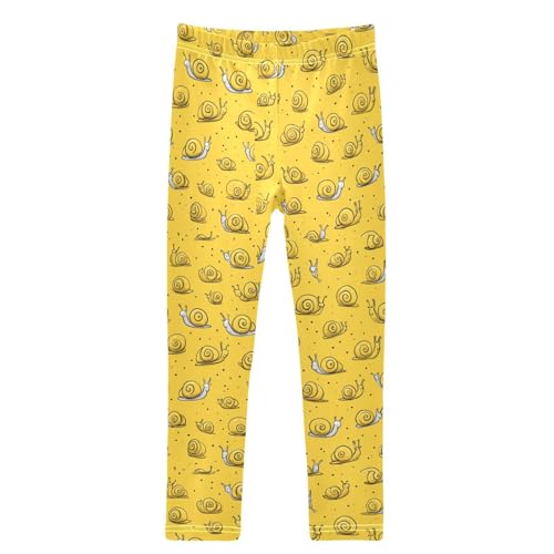 Cartoon Yellow Snail Girls Leggings Kids Yoga Pants Dance Active Tights 4T