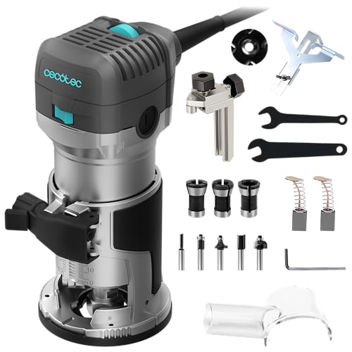Cecotec Fresadora Eléctrica De Cable Multishape 500. 710w, Incluye 5 Fresas Y Cabezales De 6mm 6,35mm Y 8mm, Velocidad Y Profundidad Regulable, Cuerpo De Aluminio, Diseño Ergonómico, Tope Paralelo